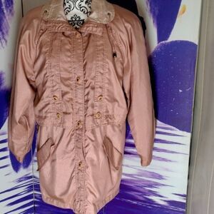 Vintage current scene small peach light rain jacket.